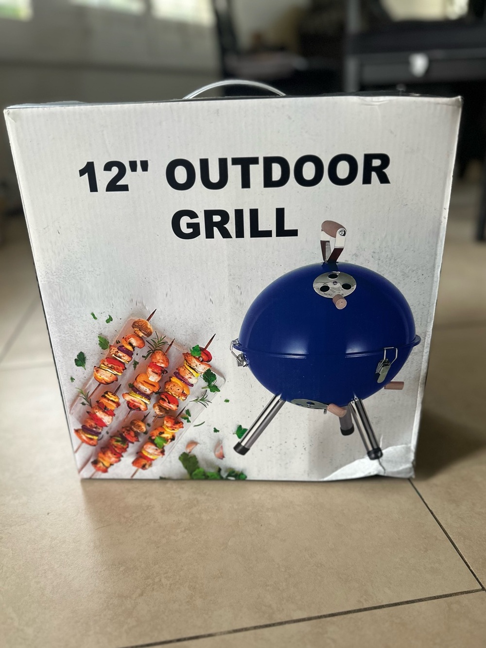 12" Blue Outdoor Grill - Portable Charcoal Kettle